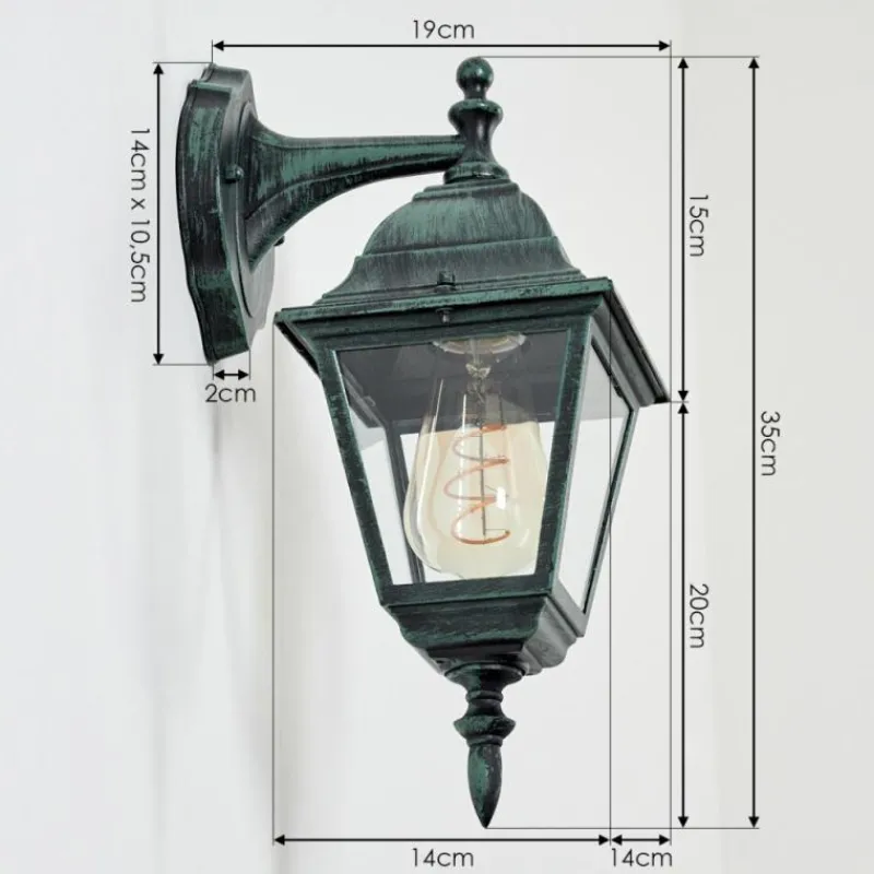 Luminaires Rustiques-hofstein Applique murale d'extérieur Naofe Vert, Noir, 1 lumière