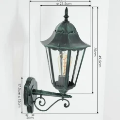 Luminaires Rustiques-hofstein Applique murale d'extérieur Hongkong Vert, Noir, 1 lumière