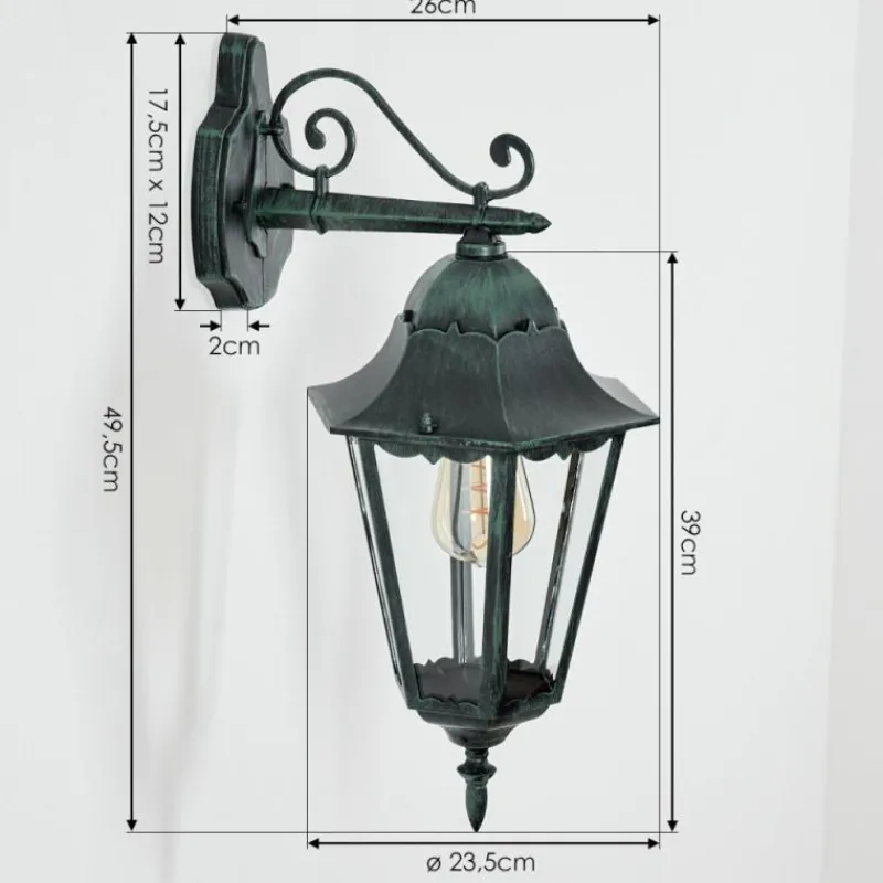 Luminaires Rustiques-hofstein Applique murale d'extérieur Hongkong Vert, Noir, 1 lumière