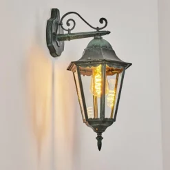 Luminaires Rustiques-hofstein Applique murale d'extérieur Hongkong Vert, Noir, 1 lumière