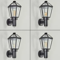 Luminaires Rustiques-hofstein Applique murale d'extérieur Catigny Noir, 1 lumière, Détecteur de mouvement