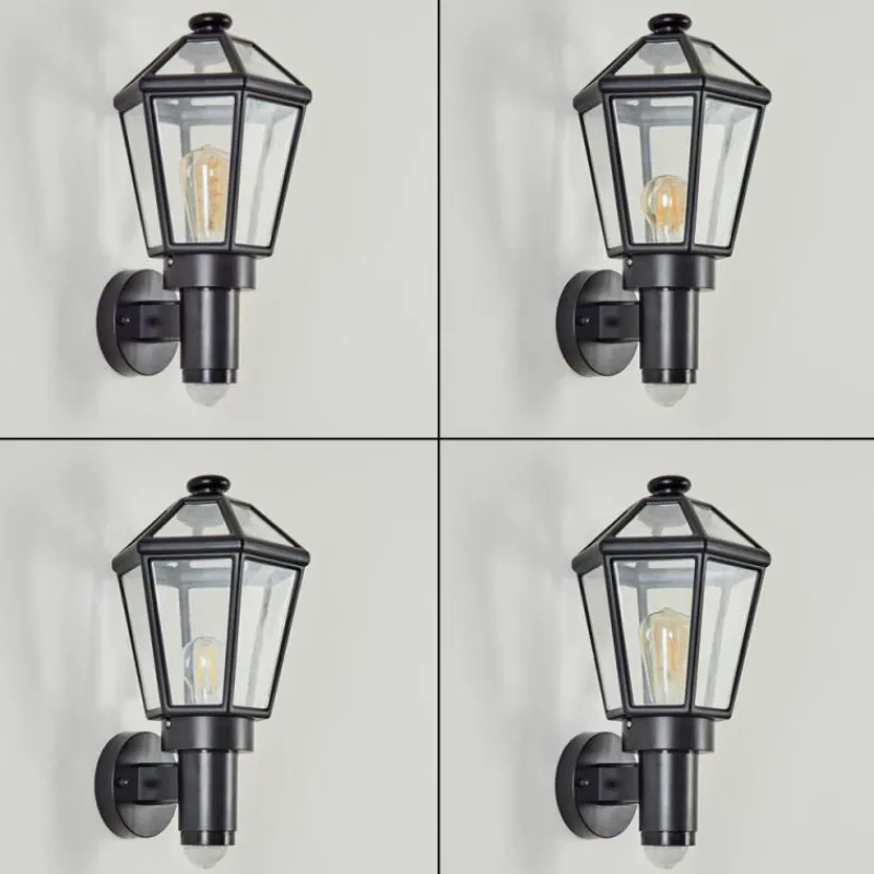 Luminaires Rustiques-hofstein Applique murale d'extérieur Catigny Noir, 1 lumière, Détecteur de mouvement