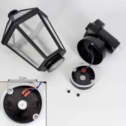 Luminaires Rustiques-hofstein Applique murale d'extérieur Catigny Noir, 1 lumière, Détecteur de mouvement