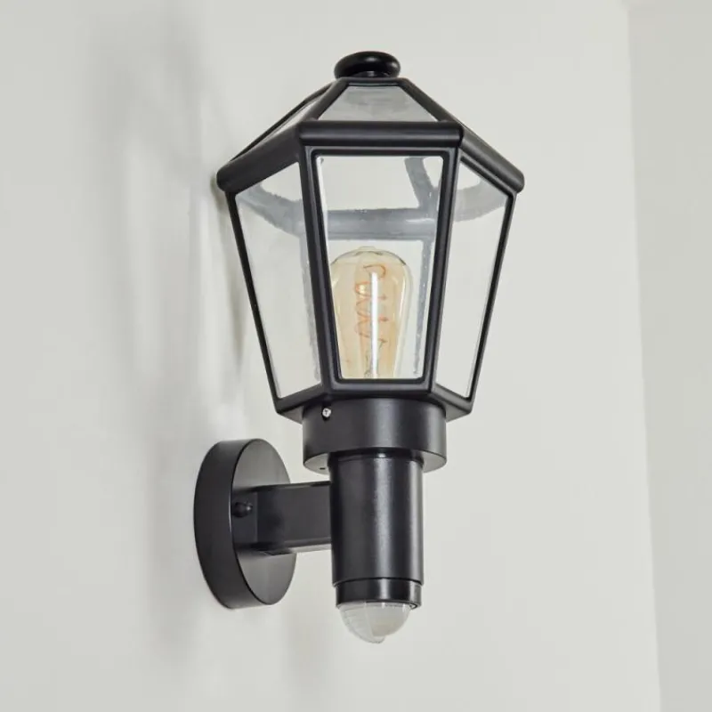 Luminaires Rustiques-hofstein Applique murale d'extérieur Catigny Noir, 1 lumière, Détecteur de mouvement