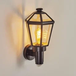 Luminaires Rustiques-hofstein Applique murale d'extérieur Catigny Noir, 1 lumière, Détecteur de mouvement