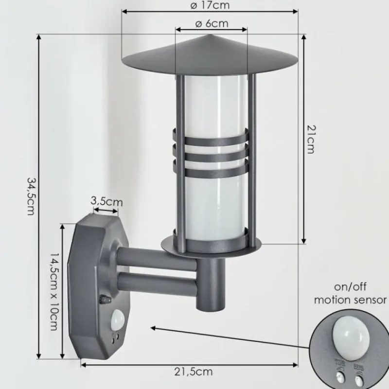 hofstein Applique murale d'extérieur Forli Anthracite, 1 lumière, Détecteur de mouvement