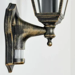 Luminaires Rustiques-hofstein Applique murale d'extérieur Naofe Brun, Or, 1 lumière, Détecteur de mouvement