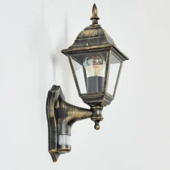 Luminaires Rustiques-hofstein Applique murale d'extérieur Naofe Brun, Or, 1 lumière, Détecteur de mouvement