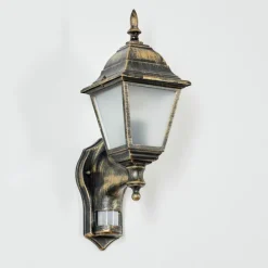 Luminaires Rustiques-hofstein Applique murale d'extérieur Naofe Brun, Or, 1 lumière, Détecteur de mouvement