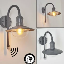 hofstein Applique murale d'extérieur Elima Anthracite, 1 lumière, Détecteur de mouvement