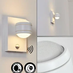 hofstein Applique murale d'extérieur Borlo LED Blanc, 2 lumières, Détecteur de mouvement