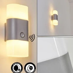 hofstein Applique murale d'extérieur Belerda LED Gris, 2 lumières, Détecteur de mouvement