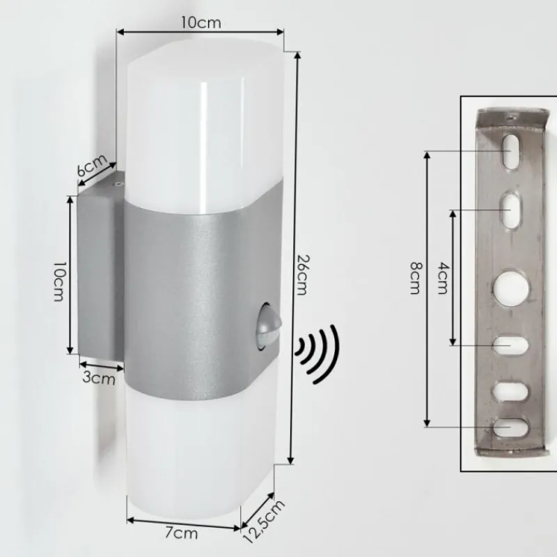 hofstein Applique murale d'extérieur Belerda LED Gris, 2 lumières, Détecteur de mouvement