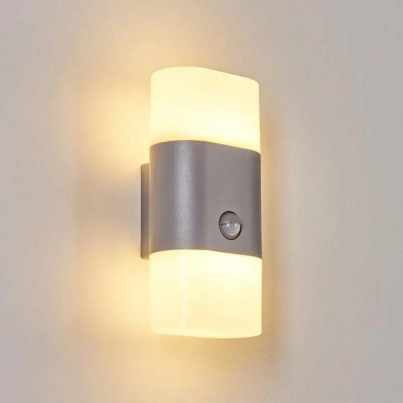 hofstein Applique murale d'extérieur Belerda LED Gris, 2 lumières, Détecteur de mouvement