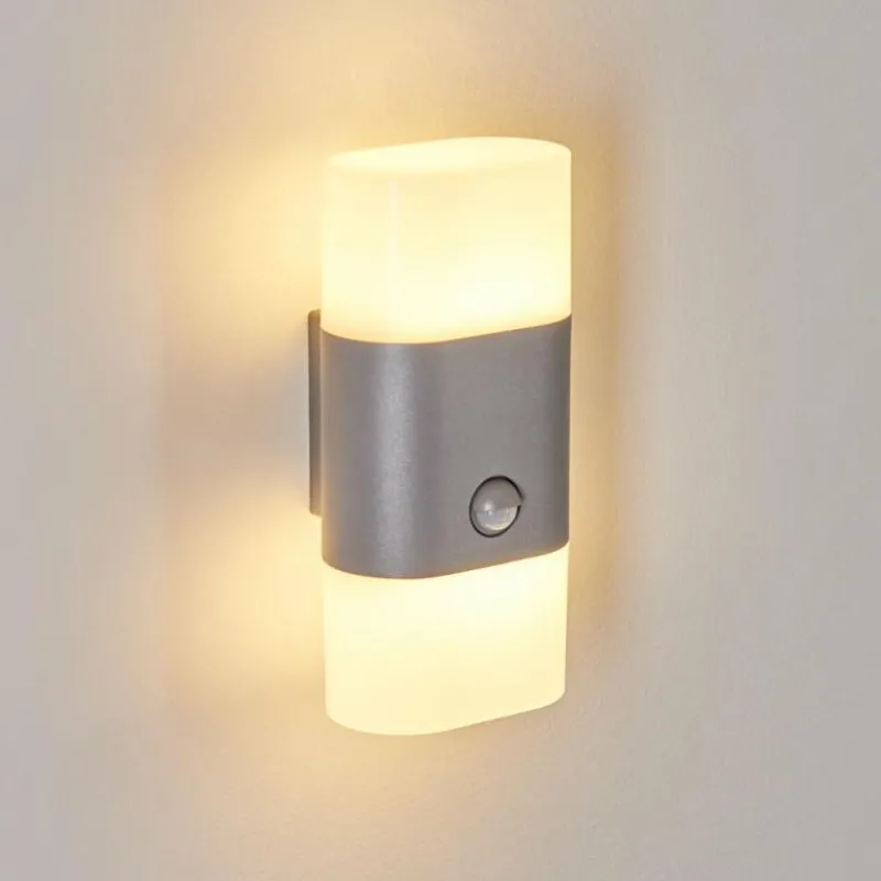 hofstein Applique murale d'extérieur Belerda LED Gris, 2 lumières, Détecteur de mouvement