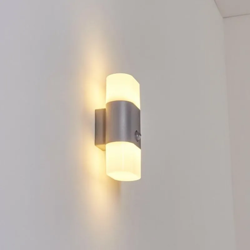 hofstein Applique murale d'extérieur Belerda LED Gris, 2 lumières, Détecteur de mouvement