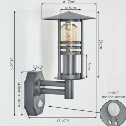 hofstein Applique murale d'extérieur Forli Anthracite, 1 lumière, Détecteur de mouvement