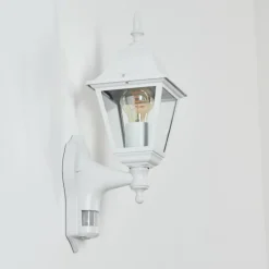 Luminaires Rustiques-hofstein Applique murale d'extérieur Naofe Blanc, 1 lumière, Détecteur de mouvement