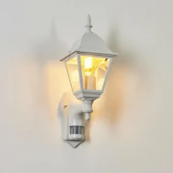 Luminaires Rustiques-hofstein Applique murale d'extérieur Naofe Blanc, 1 lumière, Détecteur de mouvement