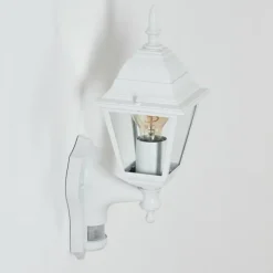 Luminaires Rustiques-hofstein Applique murale d'extérieur Naofe Blanc, 1 lumière, Détecteur de mouvement