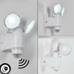 hofstein Applique murale d'extérieur Anyarhwi LED Blanc, 2 lumières, Détecteur de mouvement