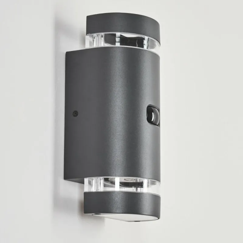 hofstein Applique murale d'extérieur Edevik Anthracite, 2 lumières, Détecteur de mouvement