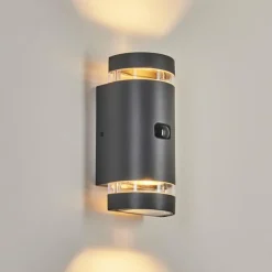 hofstein Applique murale d'extérieur Edevik Anthracite, 2 lumières, Détecteur de mouvement