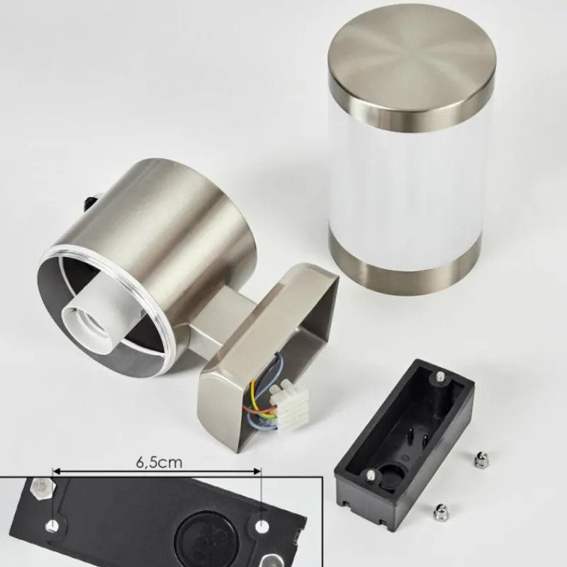 hofstein Applique murale d'extérieur Tolsona Nickel mat, 1 lumière, Détecteur de mouvement