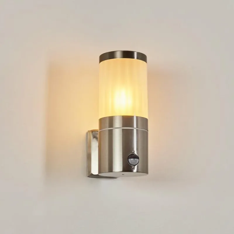 hofstein Applique murale d'extérieur Tolsona Nickel mat, 1 lumière, Détecteur de mouvement