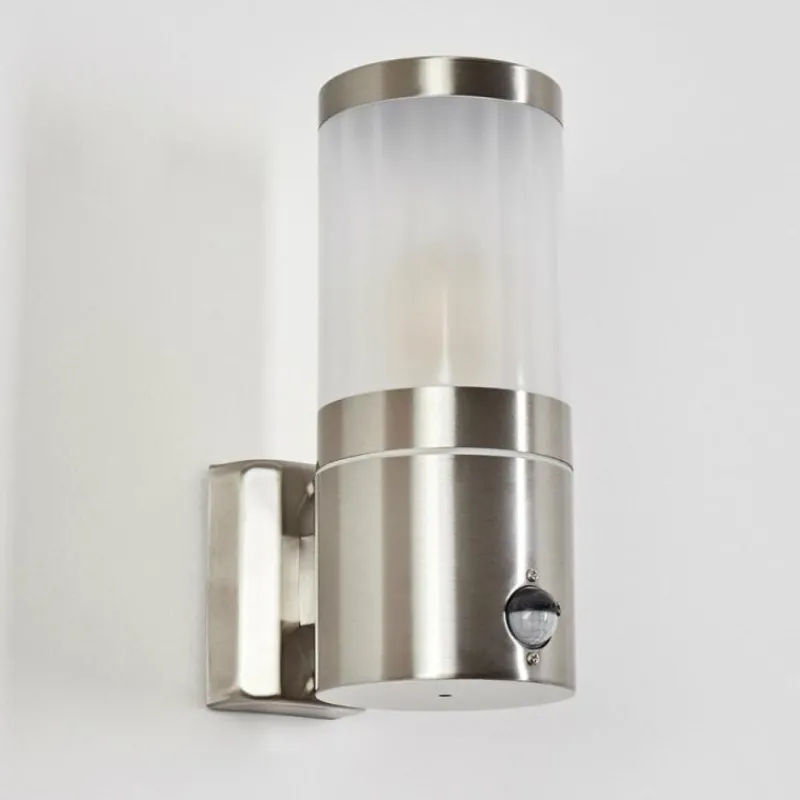 hofstein Applique murale d'extérieur Tolsona Nickel mat, 1 lumière, Détecteur de mouvement