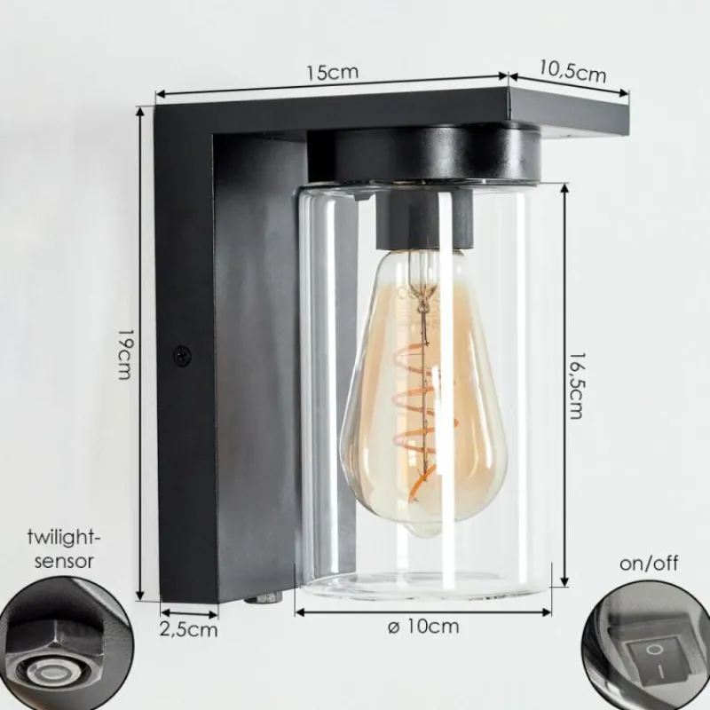 hofstein Applique murale d'extérieur Foley Noir, 1 lumière