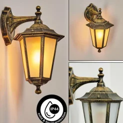 Lampes Dorées-hofstein Applique murale d'extérieur Loria Or, Noir, 1 lumière