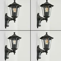 Luminaires Rustiques-hofstein Applique murale d'extérieur Loria Gris, Noir, Argenté, 1 lumière, Détecteur de mouvement