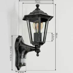 Luminaires Rustiques-hofstein Applique murale d'extérieur Loria Gris, Noir, Argenté, 1 lumière, Détecteur de mouvement