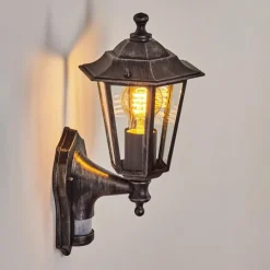 Luminaires Rustiques-hofstein Applique murale d'extérieur Loria Gris, Noir, Argenté, 1 lumière, Détecteur de mouvement