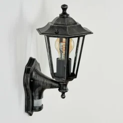 Luminaires Rustiques-hofstein Applique murale d'extérieur Loria Gris, Noir, Argenté, 1 lumière, Détecteur de mouvement