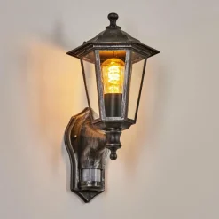 Luminaires Rustiques-hofstein Applique murale d'extérieur Loria Gris, Noir, Argenté, 1 lumière, Détecteur de mouvement