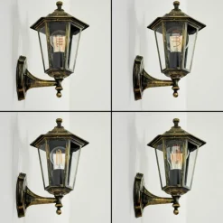 Luminaires Rustiques-hofstein Applique murale d'extérieur Loria Or, Noir, 1 lumière