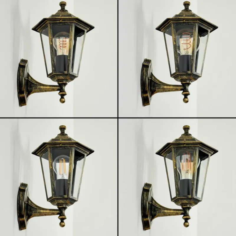 Luminaires Rustiques-hofstein Applique murale d'extérieur Loria Or, Noir, 1 lumière