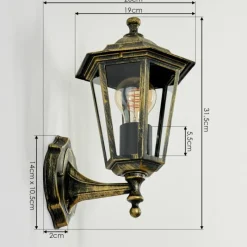 Luminaires Rustiques-hofstein Applique murale d'extérieur Loria Or, Noir, 1 lumière