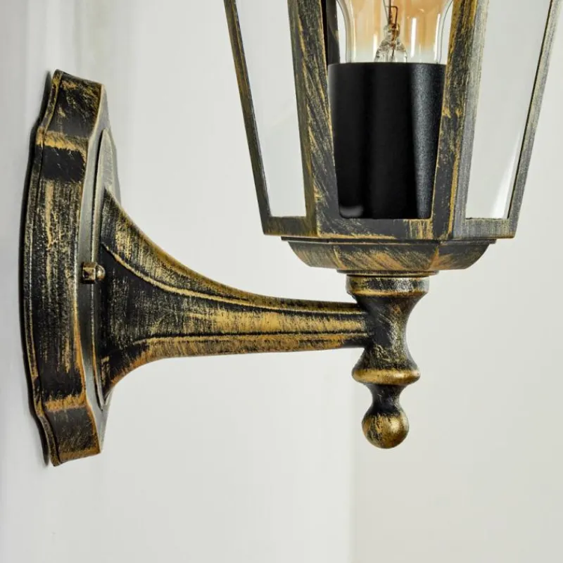 Luminaires Rustiques-hofstein Applique murale d'extérieur Loria Or, Noir, 1 lumière