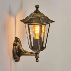 Luminaires Rustiques-hofstein Applique murale d'extérieur Loria Or, Noir, 1 lumière