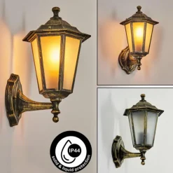 Luminaires Rustiques-hofstein Applique murale d'extérieur Loria Or, Noir, 1 lumière