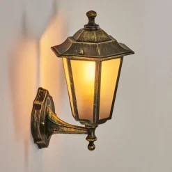 Luminaires Rustiques-hofstein Applique murale d'extérieur Loria Or, Noir, 1 lumière