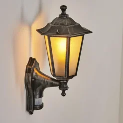 Luminaires Rustiques-hofstein Applique murale d'extérieur Loria Noir, Argenté, 1 lumière, Détecteur de mouvement