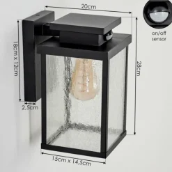 hofstein Applique murale d'extérieur Tieva Noir, 1 lumière, Détecteur de mouvement