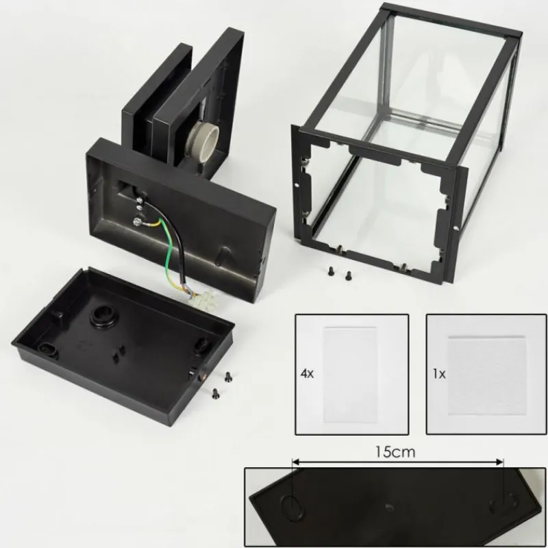 hofstein Applique murale d'extérieur Tieva Noir, 1 lumière, Détecteur de mouvement