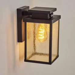 hofstein Applique murale d'extérieur Tieva Noir, 1 lumière, Détecteur de mouvement