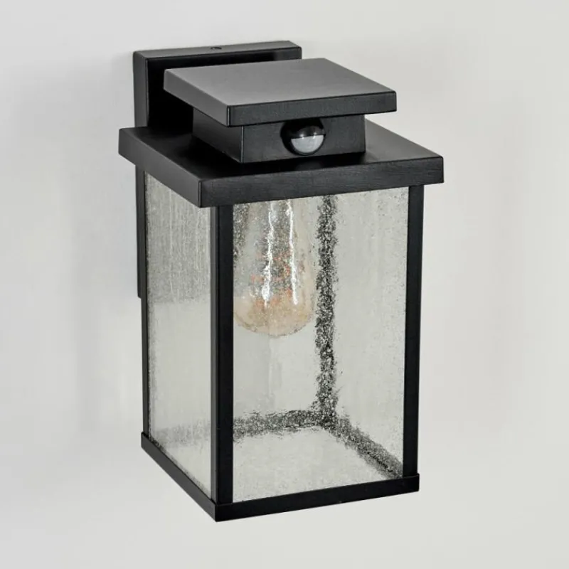 hofstein Applique murale d'extérieur Tieva Noir, 1 lumière, Détecteur de mouvement