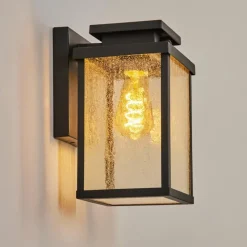 hofstein Applique murale d'extérieur Tieva Noir, 1 lumière, Détecteur de mouvement